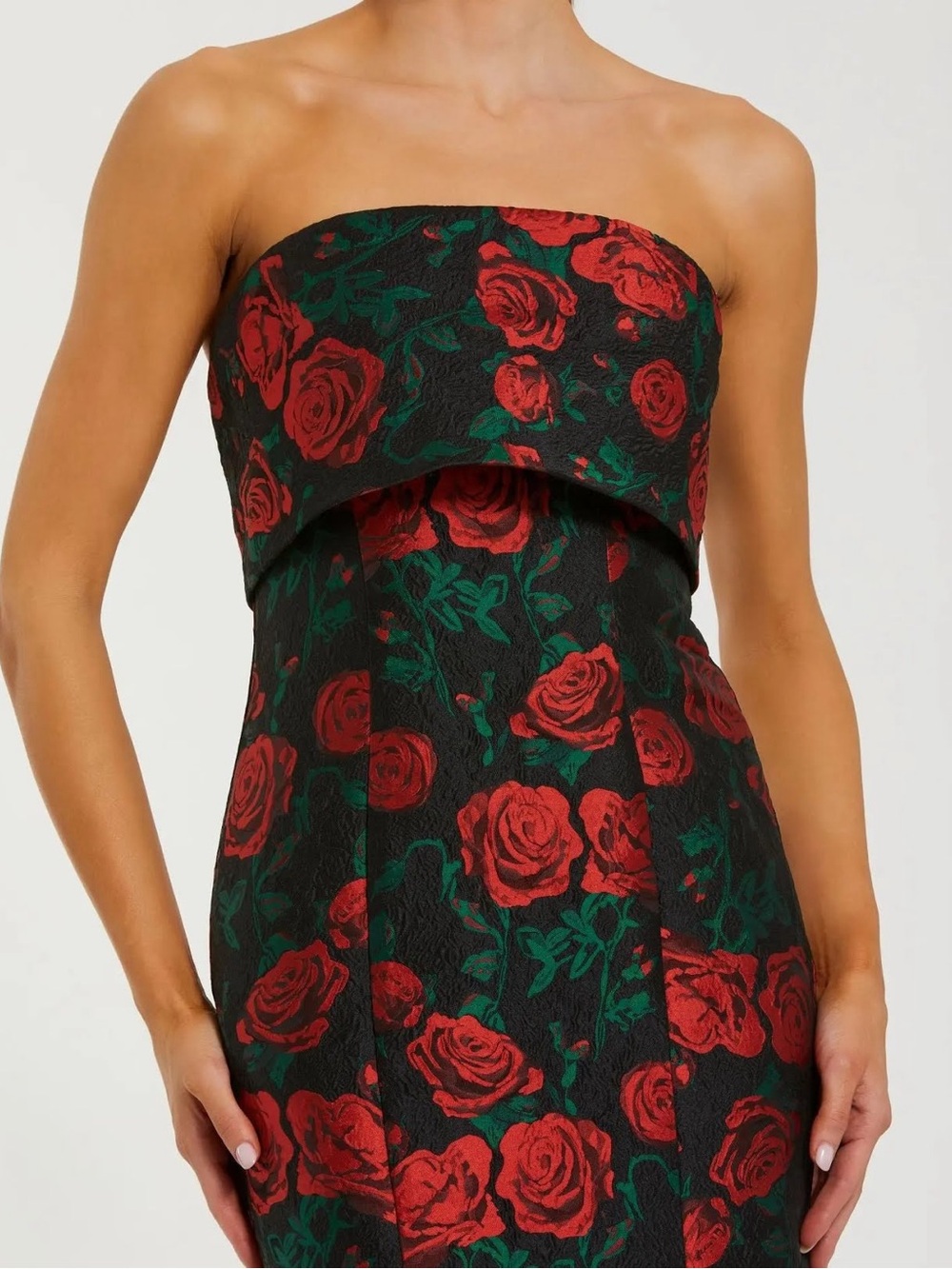 Mac Duggal 27679 Black Strapless Floral Brocade Mermaid Gown Size 6 NWT - Picture 2 of 13